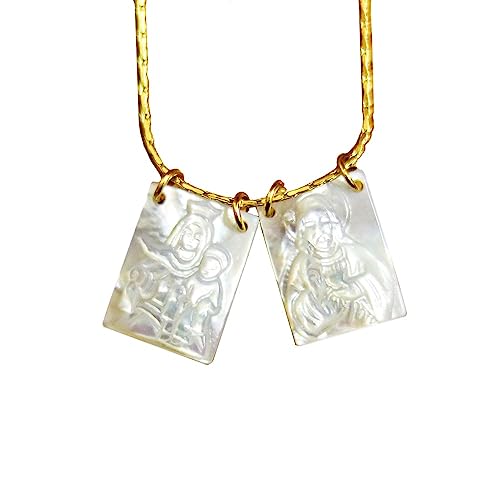 UNGUGU Perlmutt Jesus Und Jungfrau Maria Skapulier Halskette,Gott Jungfrau Maria Perle 14k Gold Gefüllt Kette Halskette UNGUGU Perlmutt Jesus Und Jungfrau Maria Skapulier Halskette,Gott Jungfrau Maria Perle 14k Gold Gefüllt Kette Halskette von UNGUGU