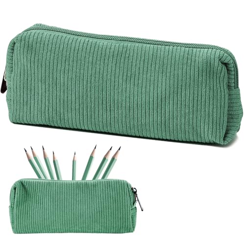 UNIANE Mäppchen Cord-Stoff,Federmäppchen Klein,Mäppchen Mädchen,Mäppchens Klein,Federmäppchen für Erwachsene Teenager Pencil Case mit Reißverschluss Kosmetik Organizer,Federmappe Grün von UNIANE