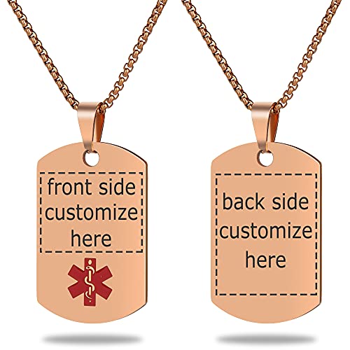 UNICGIFT Medizinische Notfall-Halskette, kostenlose individuelle Gravur, personalisiertes Geschenk, polierter Edelstahl, ID-Tag-Anhänger für Männer und Frauen von UNICGIFT