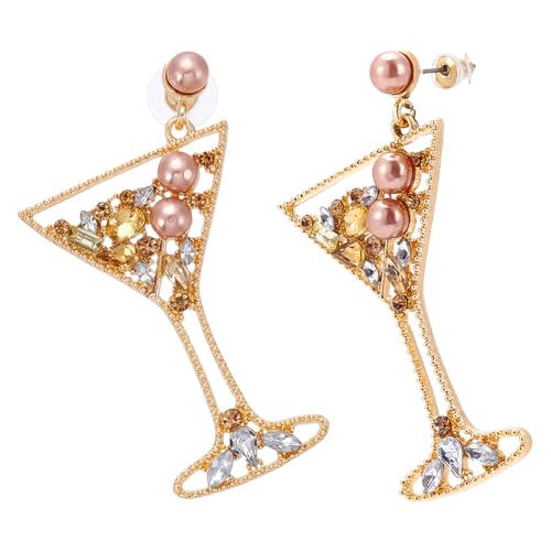 UNICRAFTALE 1 Paar Strass Champagner Weinglas Ohrring Für Frauen Kelch Bunt Glänzende Ohrstecker Für Damen Lange Martini Glas Drapling Ohrringe Für Hochzeit Urlaub von UNICRAFTALE