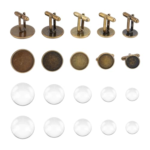 UNICRAFTALE 10 Sets 5 Größen DIY Blank Dome Legierung Manschettenknöpfe Set Antik Bronze Manschettenknopf Basis Rohlinge Runde Cabochon Fassung Tablett Für Herren Manschettenknopf DIY Handwerk von UNICRAFTALE