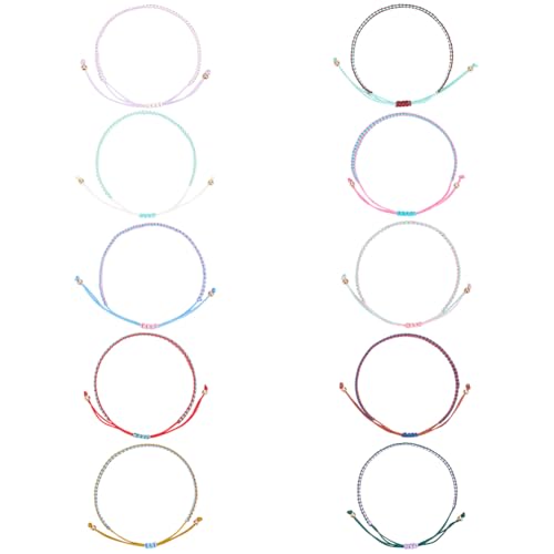 UNICRAFTALE 10 Stück 10 Farben Verstellbare Geflochtene Kordelarmbänder Kordeln Seil Zweifarbig Polyesterfaden Gewebte Geflochtene Armbänder Für Freundschaft Armbänder Geschenke Für Frauen Und Männer von UNICRAFTALE