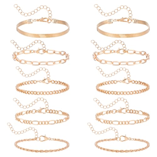 UNICRAFTALE 10 Stück 5 Stile 14 Karat Vergoldetes Böhmisches Armband Set Für Frauen Mehrschichtiges Stapelbares Manschettenarmband Kettenarmbänder Stapel Mit Perlen Trendiges Elegantes Schmuckgeschenk von UNICRAFTALE