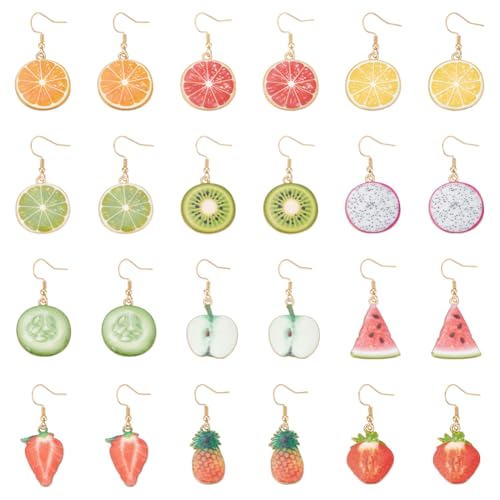 UNICRAFTALE 12 Paar Süße Fruchtohrringe Edelstahl Baumelnde Ohrringe Zitrone Erdbeere Wassermelone Sommerschmuck Emaille Anhänger Ohrringe Geburtstags Und Ostergeschenke Für Frauen von UNICRAFTALE