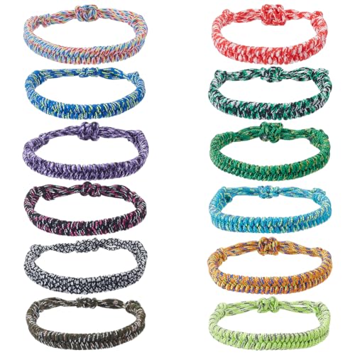 UNICRAFTALE 12 Stück 12 Farben Paracord Armbänder Für Männer Survival Polyester Kordel Armband Verstellbare Freundschaftsarmbänder Für Outdoor Camping Klettern Schmuck Geschenke von UNICRAFTALE