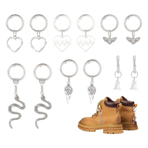 UNICRAFTALE 12 Stück 6 Stile Gothic Schuhketten Metall Schnürsenkelketten Stiefelketten Dekoration Sandalen Charm Kette Mit Federringen Für Frauen Und Mädchen DIY Sneakers Freizeitschuhe Dekoration von UNICRAFTALE