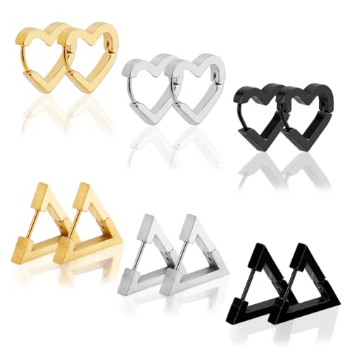UNICRAFTALE 12 Stück Huggie Creolen Edelstahl Creolen Ohrstecker Kleine Creolen Modische Geometrische Huggie Ohrringe Liebesherz Tropfen Ohrringe Süßer Minimalistischer Schmuck Für Männer Und Frauen von UNICRAFTALE