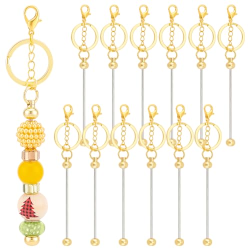 UNICRAFTALE 12 Stück Perlenfähige Schlüsselanhänger Rohlinge Großpackung Mit Schlüsselanhänger Metallperlen Schlüsselanhänger Goldene Anhängerdekorationen Perlen Schlüsselanhänger Für Anhänger von UNICRAFTALE