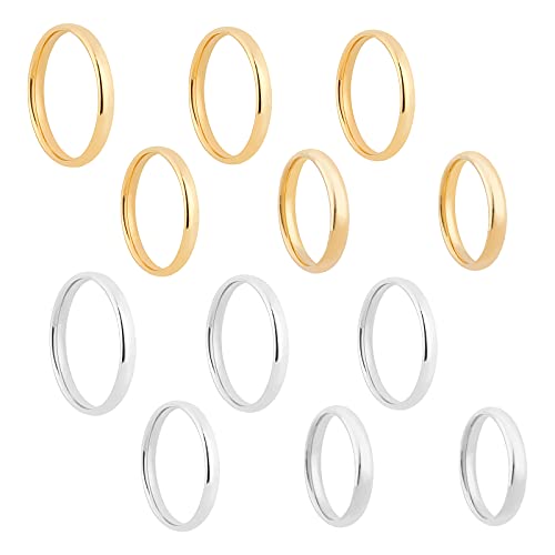 UNICRAFTALE 12pcs 2 Farben 15/16/17/18/19/20mm Edelstahl Flat Plain Band Ringe Metall Fingerringe Golden/Edelstahl Tone Fashion Ring Set Für Männer Und Frauen von UNICRAFTALE