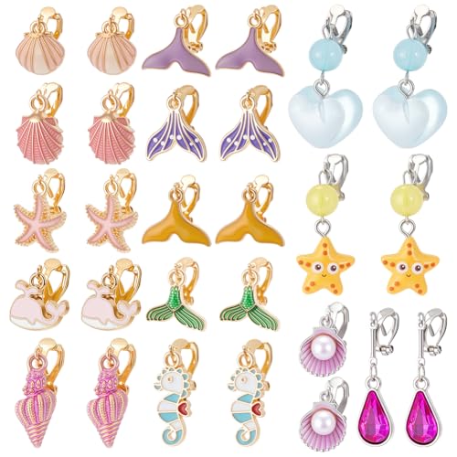 UNICRAFTALE 14 Paar 14 Stile Edelstahl Ohrclips Clip Ohrringe Für Damen Nicht Durchstochen Sommermotiv Ohren Seesterne Muscheln Ohrclips Emaille Baumelnde Ohrringe Für Frauen Geschenke von UNICRAFTALE
