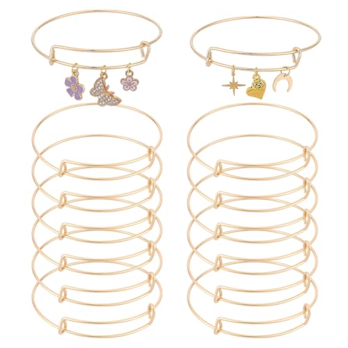 UNICRAFTALE 15 Stück 5.5-6.5cm Goldene Erweiterbare Armreifen Edelstahldraht Wickelarmreifen Herstellung von Verstellbaren Draht Rohling Armreifen Edelstahl Armband Für Die DIY Schmuckherstellung von UNICRAFTALE