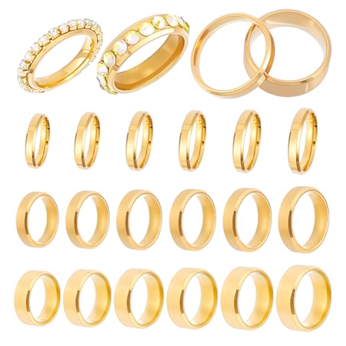 UNICRAFTALE 18 Stück Edelstahl Klassischer Schlichter Stapelbarer Ehering Für Damen 18 Größen Goldene Laserbeschriftung Blanko Fingerring Metall Schlichter Ring Für Frauen Und Männer Geschenke von UNICRAFTALE