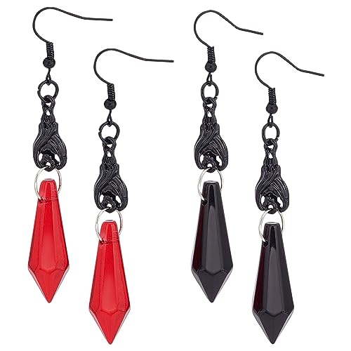 UNICRAFTALE 2 Paar 2 Farben Gothic Dark Bat Dangle Drop Ohrringe Rock Punk Bat Tier Ohrringe Kristall Pfeile Edelsteine Lange Tropfen Ohrringe Halloween Ornament Ohrringe Für Frauen Halloween Geschenk von UNICRAFTALE