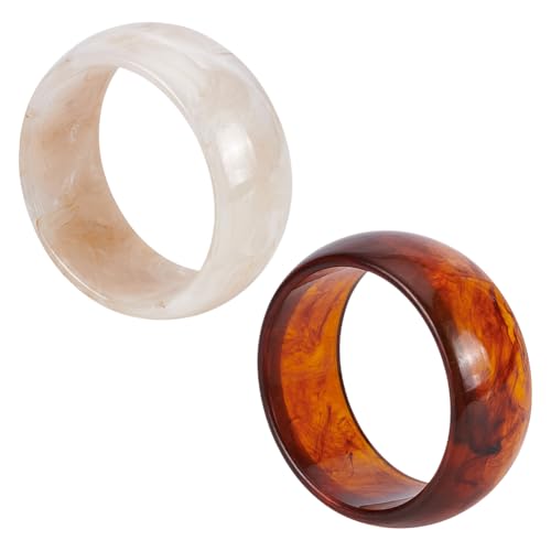 UNICRAFTALE 2 Stück 2 Farben Acrylharz Armreif Breites Retro Geometrisches Armband 6.7cm Vintage Wickelarmband Handgelenke Armband Mode Manschettenarmband Für Frauen Schmuck von UNICRAFTALE