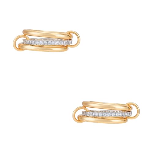 UNICRAFTALE 2 Stück Stapelbare Goldringe Für Damen 3 Ringe Set Edelstahl Zirkonia Fingerringe Mehrgliedrige Verbundringe Silber Gold Zierlicher Ring Für Verliebte Schmuckgeschenke 18mm von UNICRAFTALE