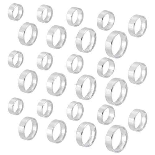 UNICRAFTALE 27 Stück Edelstahl schlichte Eheringe 9 Stile Inschrift Breite Fingerringe Klassischer Schlichter Ring Zur Schmuckherstellung Geschenk Verlobungsring von UNICRAFTALE