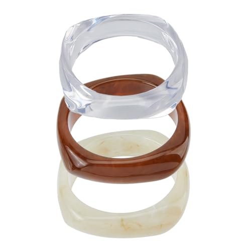UNICRAFTALE 3 Stil Acrylharz Armreif Damen Armreif Retro Breites Geometrisches Armband Modisches Klobiges Wickelarmband Buntes Unregelmäßiges Armband Transparentes Quadratisches Armband 6.8cm von UNICRAFTALE
