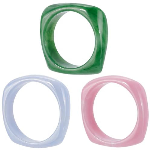 UNICRAFTALE 3 Stück Armreif Aus Acryl Imitat Marmor 3 Farben Retro Breites Geometrisches Armband Modisches Wickelarmband Buntes Armband Für Unregelmäßige Handgelenke Quadratisches Für Frauen von UNICRAFTALE