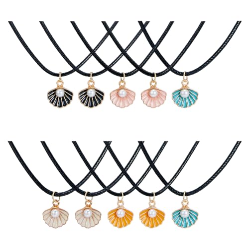 UNICRAFTALE 30 Stück Muschelperlen Charm Halsketten Mit Muschelanhänger Weiße Perlen Muschelketten Böhmische Strandperlen Anhänger Halskette Schmuck Für Frauen Schmuckherstellung von UNICRAFTALE