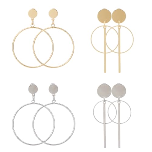 UNICRAFTALE 4 Paar 2 Stile 2 Farben Ohrstecker Mit Geometrische Creolen Mit Doppelkreis 8 Unendlichkeitsknoten Ohrhänger Hohle Große Creolen Ring Ohrhänger Für Frauen Schmuck von UNICRAFTALE