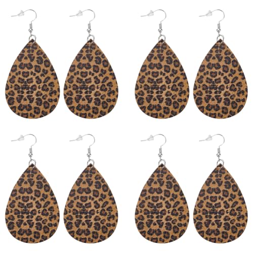UNICRAFTALE 4 Paar Ohrringe Mit Leopardenmuster Ohrringe Aus Kunstleder Leichte Tropfenohrringe Übertriebene Mit Gepardenmuster Mit Tiermuster Persönlichkeit von UNICRAFTALE