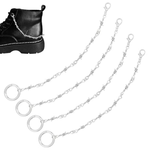 UNICRAFTALE 4 Stück 2 Farben Schuhanhänger Kette Diy Schuhketten 26cm Lang Schuh Charm Ketten Punk Rundring Dekoration Stiefelriemenketten Mit Federtorringen Für Frauen Und Männer Partygeschenke von UNICRAFTALE