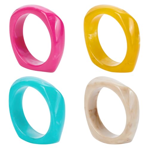 UNICRAFTALE 4 Stück 4 Farben Armreifen Aus Acrylharz Für Frauen Quadratisch Klobiger Manschettenarmreif Breit Geometrisch Unregelmäßig Modischer Wickelarmreif Aus Acryl Für Männer Schmuckgeschenk von UNICRAFTALE