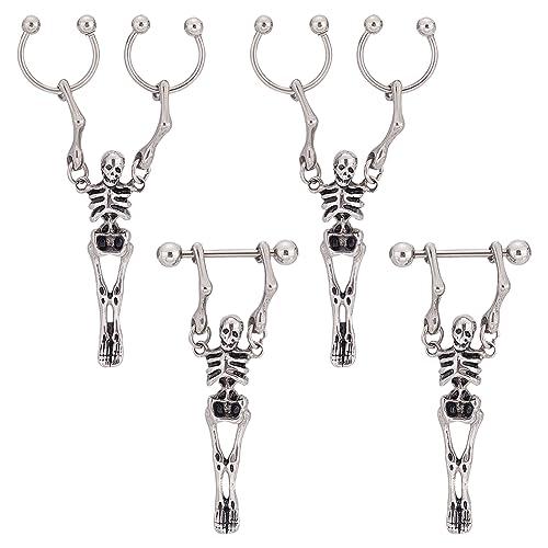 UNICRAFTALE 4 Stück Baumelnde Skelett Ohrringe 2 Stilen Hip Hop Gruseliger Halloween Schmuck Punk Skelett Helix Knorpel Ohrringe Baumelnde Creolen Halloween Cosplay Party Geschenke Für Frauen von UNICRAFTALE