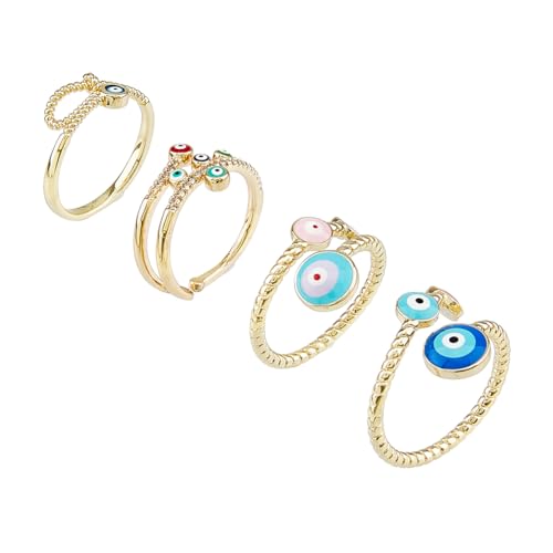 UNICRAFTALE 4 Stück Bunte Emaille Evil Eye Offene Ringe Set Stapelbare Ringe Hamsa Handring Glaubensschutzring Für Frauen UNICRAFTALE 4 Stück Bunte Emaille Evil Eye Offene Ringe Set Stapelbare Ringe Hamsa Handring Glaubensschutzring Für Frauen von UNICRAFTALE