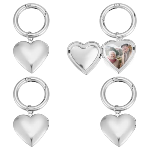 UNICRAFTALE 4 Stück Herz Medaillon Schlüsselanhänger Aus Edelstahl Personalisierter Erinnerungs Medaillon Schlüsselanhänger Mit Foto Benutzerdefinierten Bildern Schlüsselanhänger Für Liebhaber 29mm von UNICRAFTALE