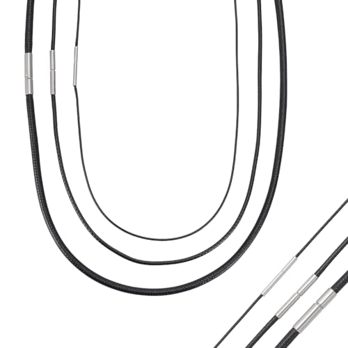 UNICRAFTALE 6 Stück 3 Stile Lederkordel Halskette Für Männer Und Frauen 1/2/3mm Schwarze Kordel Wachsseilkette Schwarze Gewachste Kordel Halskettenherstellung DIY Gewebte Wachsseilkette von UNICRAFTALE