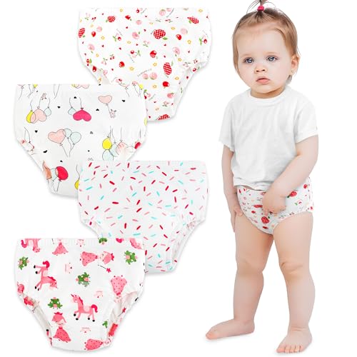 UNIFMILY Töpfchen Trainingshose Mädchen 2-6 Jahre 4 Stück Kinder Unterwäsche Töpfchentraining für Mädchen Waschbar und Wiederverwendbar (Rosa, 4 Jahre) von UNIFAMILY