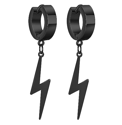 Blitz Bolzen Ohrringe für Frauen Mädchen Edelstahl Charm Punk Blitz Bolt baumeln Creolen Ohrringe Hip Hop Schmuck, Edelstahl von UNIFT