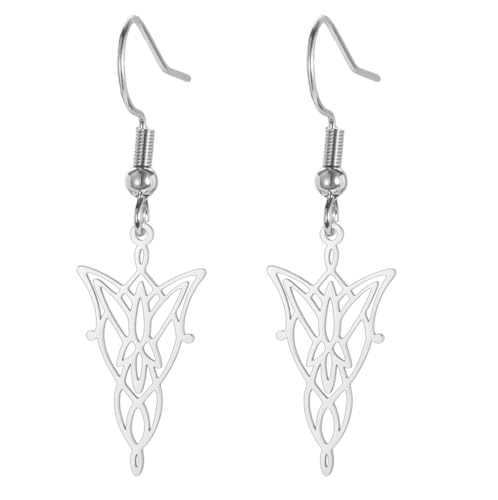 Elf Prinzessin Twilight Star Ohrringe für Frauen Edelstahl Elfen Prinzessin Blatt Aragorn Arwen Evenstar Dangle Ohrring Elfen Schmuck (Silber) von UNIFT