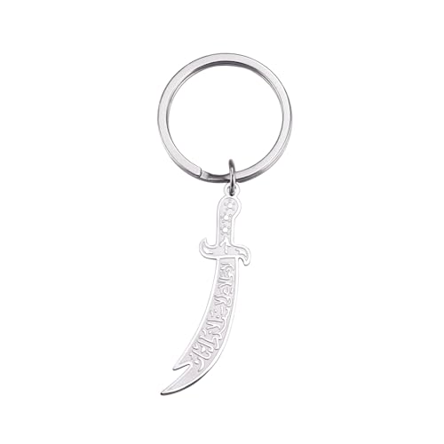 Imam Ali Schwert Schmuck für Männer Frauen Edelstahl Islamisch Muslim Halskette Schlüsselanhänger Religiöser Talisman Schmuck, Silber1, One size Imam Ali Schwert Schmuck für Männer Frauen Edelstahl Islamisch Muslim Halskette Schlüsselanhänger Religiöser Talisman Schmuck, Silber1, One size von UNIFT
