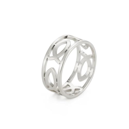 Jesus Fisch Ringe für Männer Frauen Edelstahl Skelett Stil Christian Symbol Jesus Fisch Ringe Glaube Schmuck, 4 UK, Edelstahl, Kein Edelstein (6, Silber 1) von UNIFT