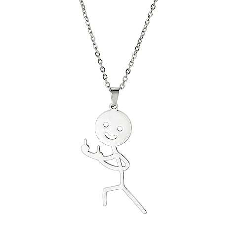 Lustige Doodle Halskette für Frauen Männer Edelstahl Punk Smiley Mittelfinger Gestures Anhänger Halskette Cool Schmuck Freundschaft Geschenk von UNIFT