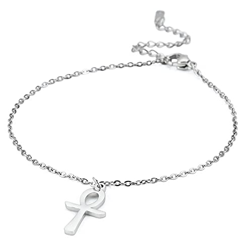 UNIFT Knöchel Kreuz Armband Knöchel für Frauen Ägyptischer Schlüssel des Lebens Kreuz Armband Knöchel Mode Charm Knöchel Kreuz Amulett Schmuck (Silber) von UNIFT
