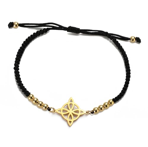 UNIFT Armband Für Frauen Keltische Hexenknoten Magic Layered Armband Edelstahl Charm Mystic Double Rope Armbänder Keltische Schmuck (Gold 5) von UNIFT