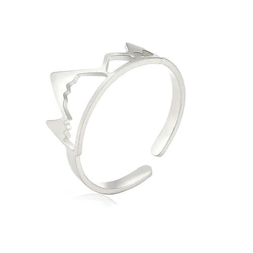 UNIFT Berg Ring für Frauen Edelstahl Berg Outdoor Wandern Offener Ring Schmuck für Naturliebhaber, Edelstahl, Kein Edelstein von UNIFT