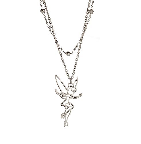 UNIFT Fairy Pixie Tinkerbell Silhouette Halskette für Frauen Mädchen Edelstahl Exquisite Magische Pixie Engel Anhänger Halskette Schmuck Geschenk, Edelstahl, Kein Edelstein von UNIFT