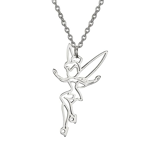 UNIFT Fairy Pixie Tinkerbell Silhouette Halskette für Frauen Mädchen Edelstahl Exquisite Magische Pixie Engel Anhänger Halskette Schmuck Geschenk, Edelstahl, Kein Edelstein von UNIFT