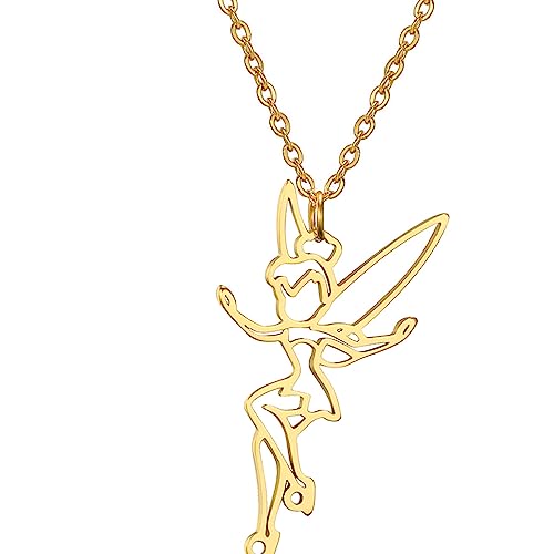 UNIFT Fairy Pixie Tinkerbell Silhouette Halskette für Frauen Mädchen Edelstahl Exquisite Magische Pixie Engel Anhänger Halskette Schmuck Geschenk, Edelstahl von UNIFT