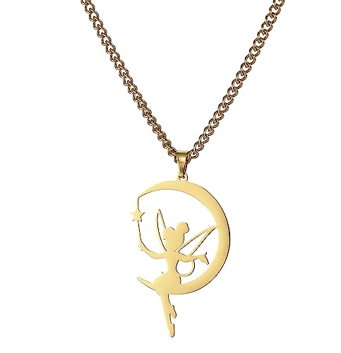 UNIFT Fairy Pixie Tinkerbell Silhouette Halskette für Frauen Mädchen Edelstahl Exquisite Magische Pixie Engel Anhänger Halskette Schmuck Geschenk, Edelstahl von UNIFT