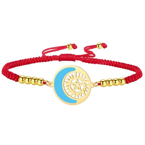 UNIFT Halbmond- und Sonnenarmband für Frauen Edelstahl-Anhänger mit übernatürlichem Pentagramm Geburtstags-Schmuckgeschenke (Gold-R) von UNIFT
