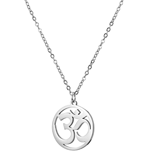 UNIFT Halskette für Frauen- Aum Om Ohm Sanskrit Symbol Perlen Charme Halskette Hinduismus Yoga Sanskrit Amulett Schmuck (silver) von UNIFT
