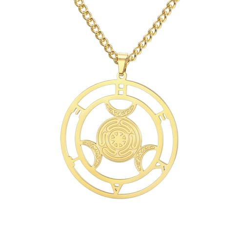 UNIFT Hekate-Rad-Halskette für Männer und Frauen aus Edelstahl mit magischem Symbol, Hekate-Rad-Anhänger, Wicca- und Heiden-Schmuck, Amulett, Geschenk (gold) von UNIFT