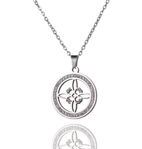UNIFT Hexenknoten-Halskette für Frauen Edelstahl Irish 4-Pointed Celtic Knot Anhänger Mode Charme Magick Schmuck (silber 8) von UNIFT