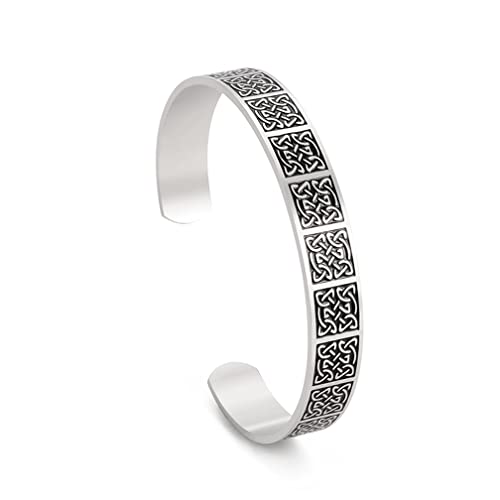 UNIFT Keltisches Knoten-Armband Für Damen Herren Edelstahl Kreuz Triquetra Keltisches Offenes Vintage Manschette Armreif Wikinger Nordischen Amulett Schmuck (Vortex keltischer Knoten - Silber) von UNIFT