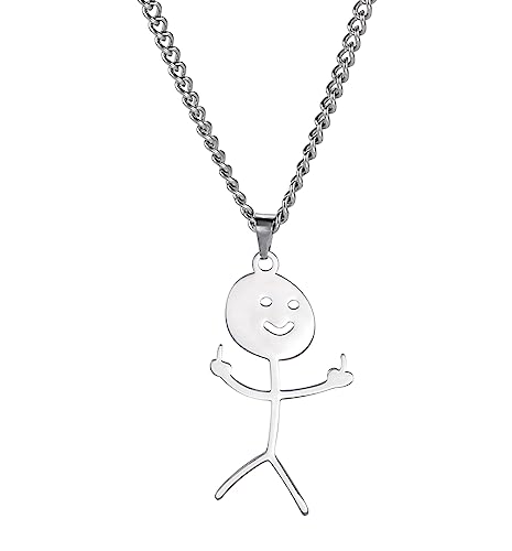 UNIFT Lustige Kritzelei-Halskette für Damen und Herren, Edelstahl, personalisierbar, Punk, Smiley, Mittelfinger, Gesten/Basketball-Bösewicht-Anhänger, Halskette, cooler Schmuck, Freundschaftsgeschenk, von UNIFT